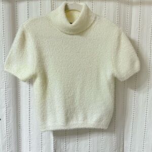 Divided Ultra Soft Cream Turtleneck Sweater, short sleeved